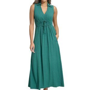 Calvin Klein Gauze Maxi Dress with Pockets, NWT Size 6 ORANGE/RUST COLOR